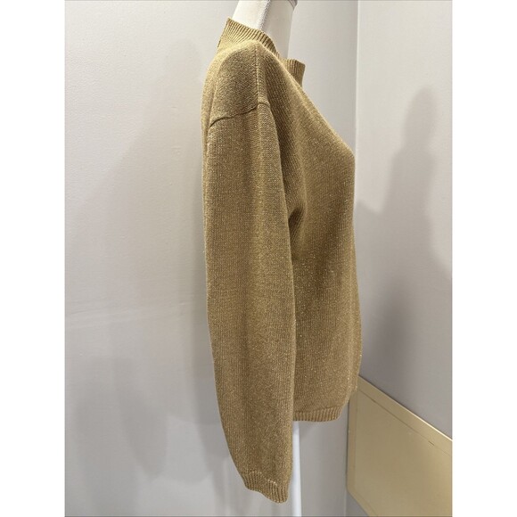 Pronto Moda Sweater Gold Sparkly Shimmer Long Sleeve Size Large - Picture 2 of 5